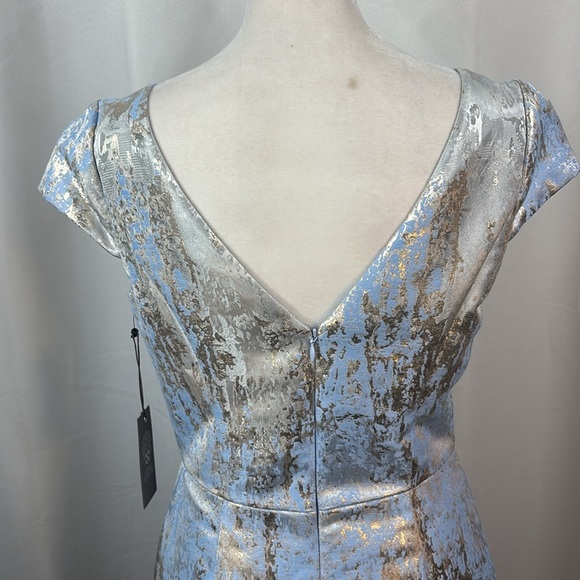 Vince Camuto Blue Metallic Foiled Jacquard Fit-And-Flare Dress- NWT - Picture 11 of 15